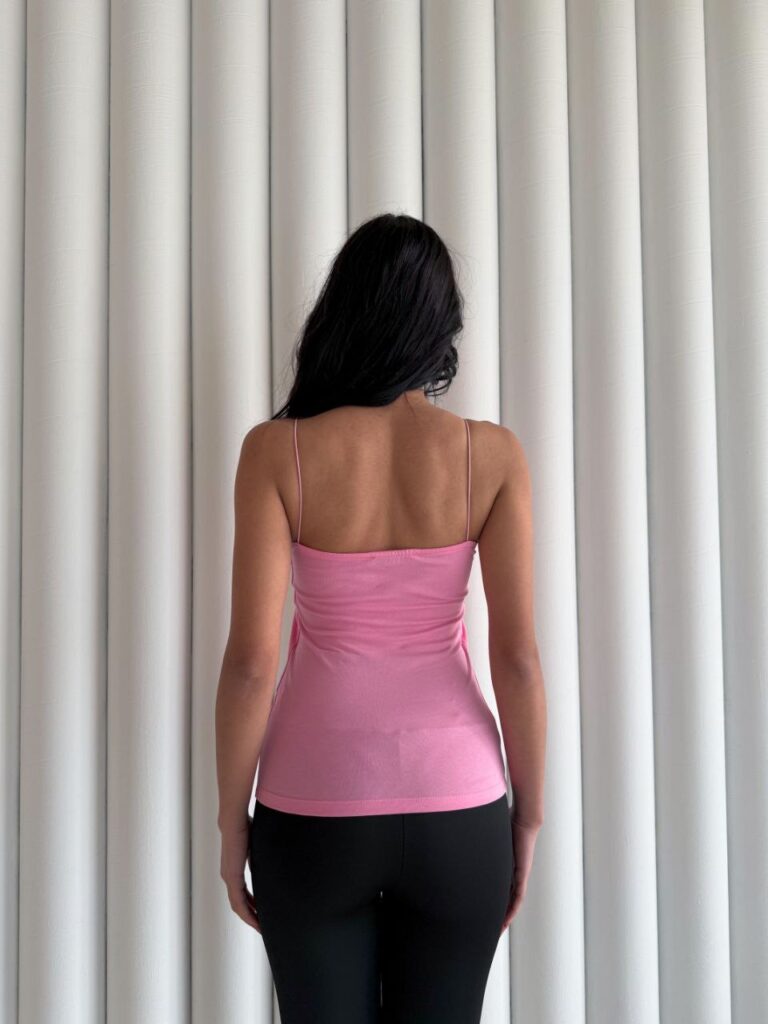 Kadın İp Askılı Uzun Crop - Pembe