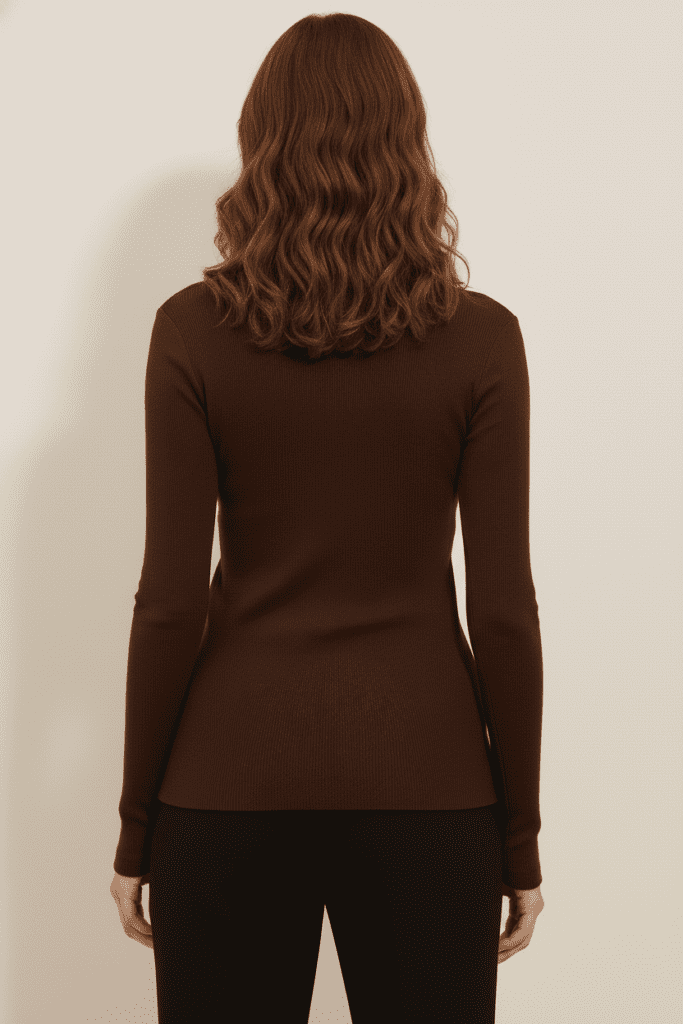 Kaşkorse Taş Detaylı Cut Out Balıkçı Yaka Bluz - Kahverengi